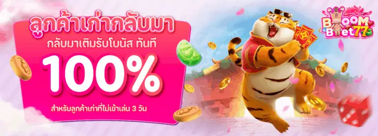 ลูกค้าเก่ากลับมา เติมรับโบนัส 100%